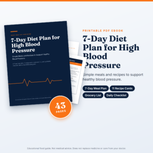7-day diet plan for high blood pressure ebook cover with meal plan, recipe cards, and grocery list