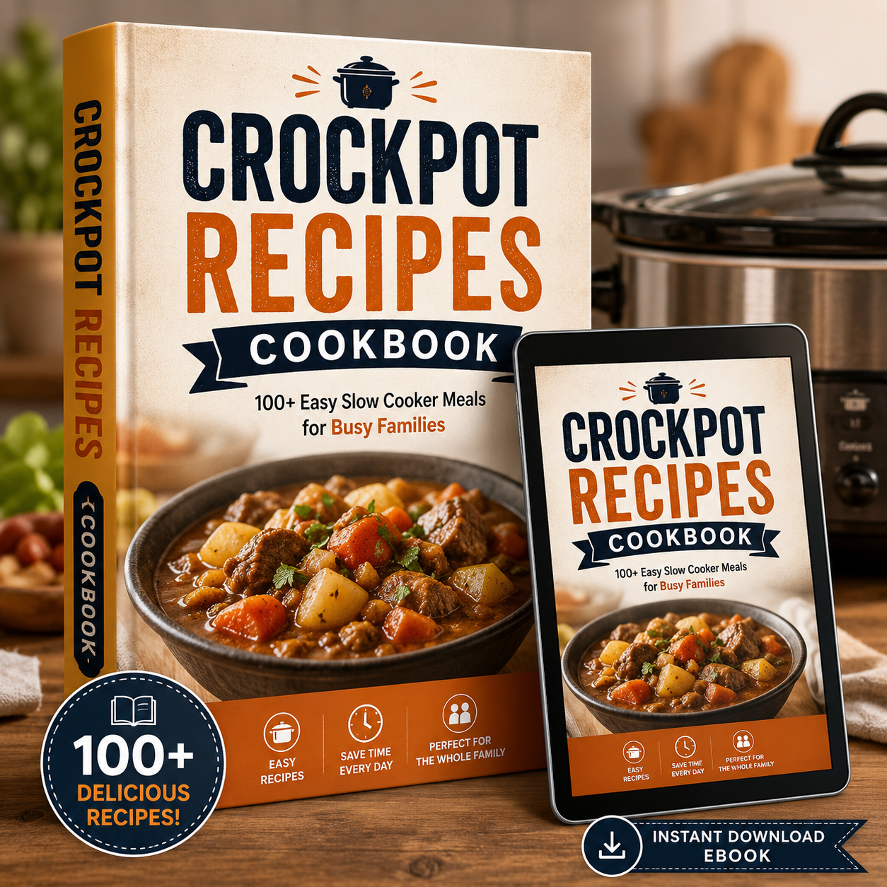 Crockpot Recipes Cookbook: 100+ Easy Slow Cooker Meals for Busy Families