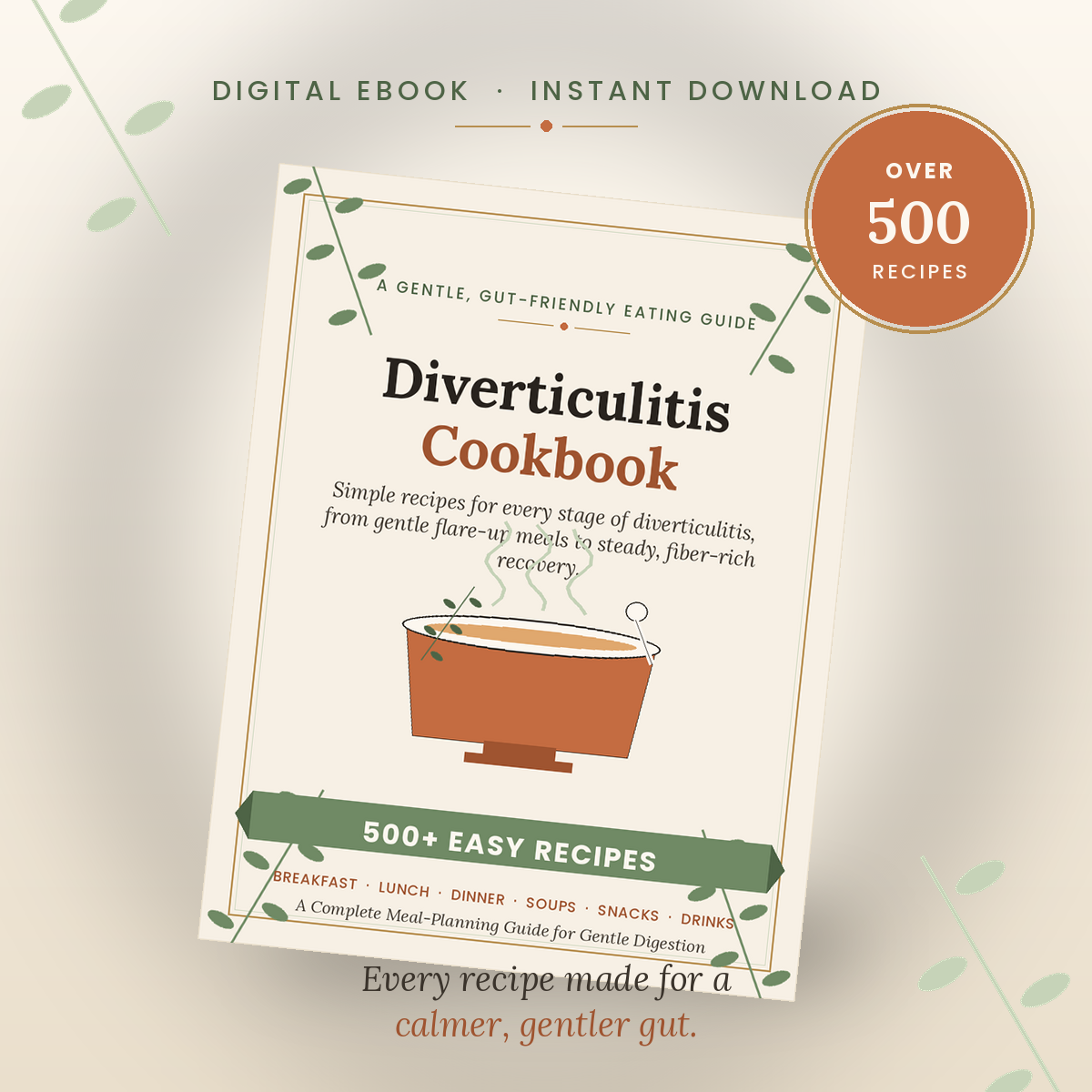 Diverticulitis Cookbook — Premium Digital Cover Mockup
