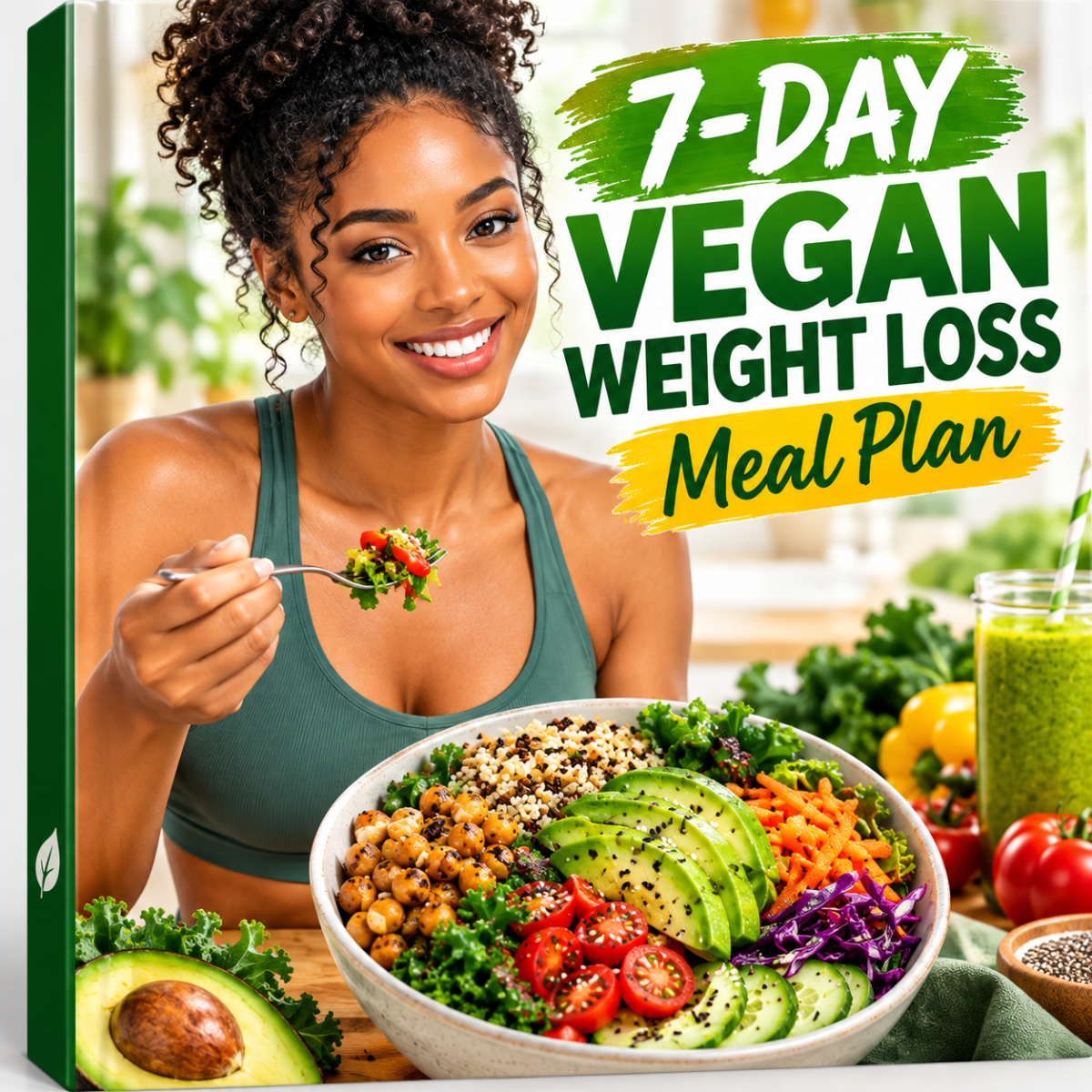 7-Day Vegan Weight Loss Meal Plan – Printable PDF Ebook with Recipes, Grocery List & Trackers